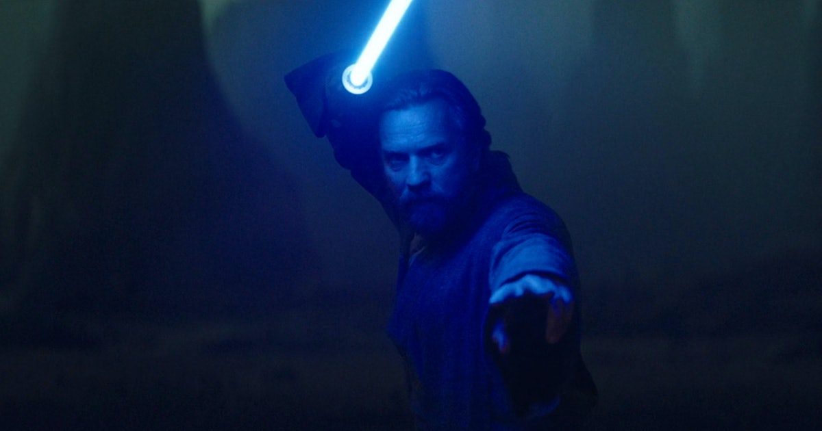 Obi-Wan Kenobi com o sabre de luz azul