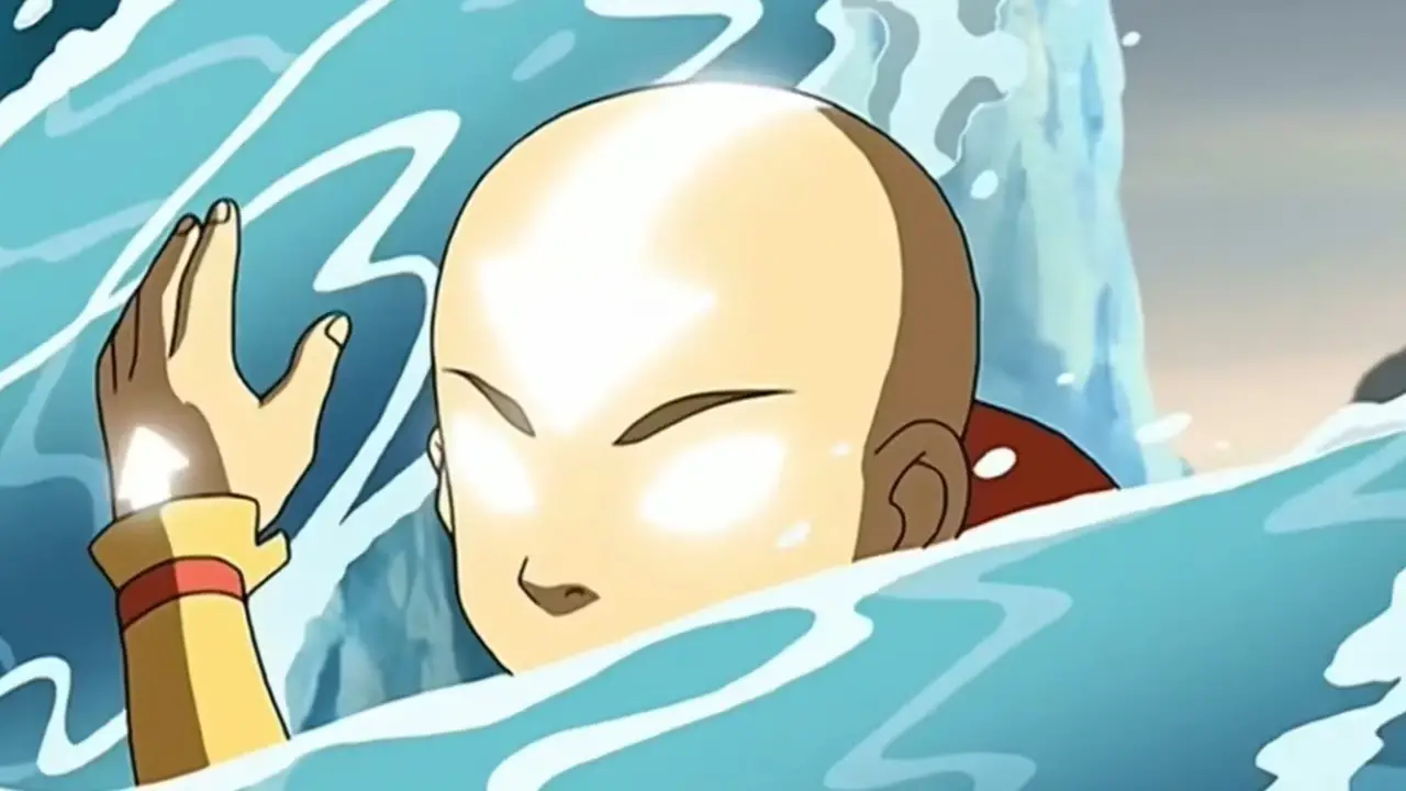 Imagem de Aang no seu Estado Avatar - Episódio 2 de Avatar: A Lenda de Aang