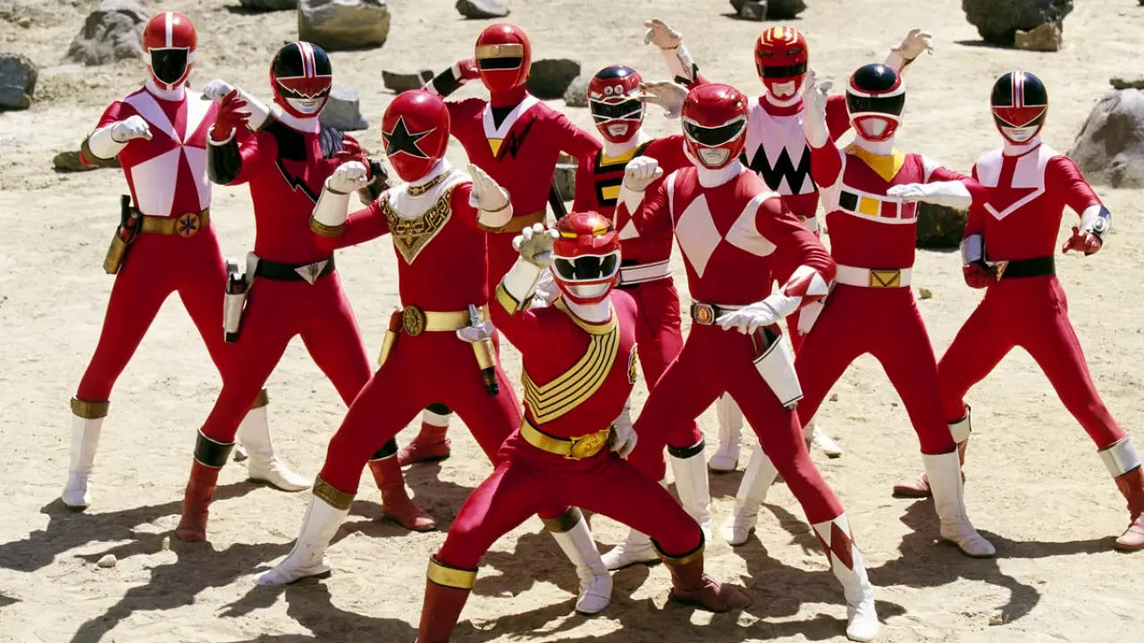 Imagem dos Rangers Vermelho em Power Rangers, no episódio "Eternamente Vermelho"