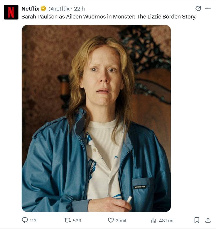 Sarah Paulson como Aileen Wuornos in Monster_ The Lizzie Borden Story